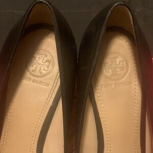 Tory Burch wedge black leather.